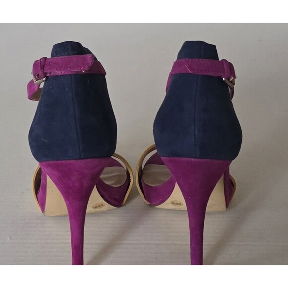 Sole Society Sheila Navy Purple Ankle Strap Stiletto Heels Color Block Size 8.5 - Picture 9 of 16